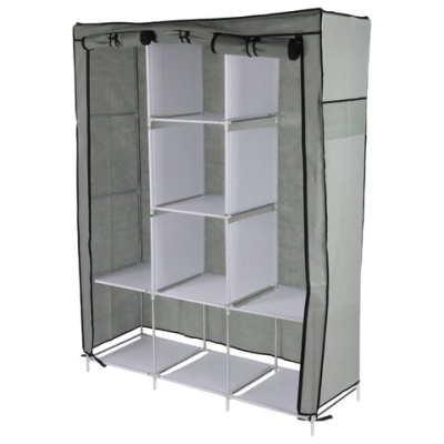 Шкаф для одежды с чехлом BOOMHOUSE (БУМХАУС) WB-002 (В1660хШ1250хГ440 мм), 8 полок, металлический каркас, серый, 701447