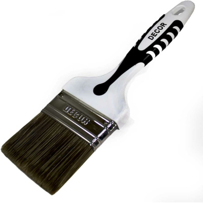 Кисть DECOR Black White для лака 75x15мм, темная щетина, 2К ручка 830-075