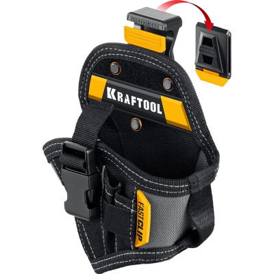 Кобура для компактного шуруповерта с быстросъёмным креплением KRAFTOOL FastClip KH-5C, 5 карманов и петель