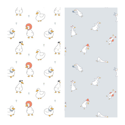 Упаковочная бумага глянц. 70*100см, MESHU "Goose set", 80г/м2, ассорти 2 дизайна