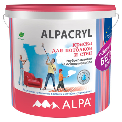 Экологичная краска ALPA Альпакрил белая, в/э 5 л DIY