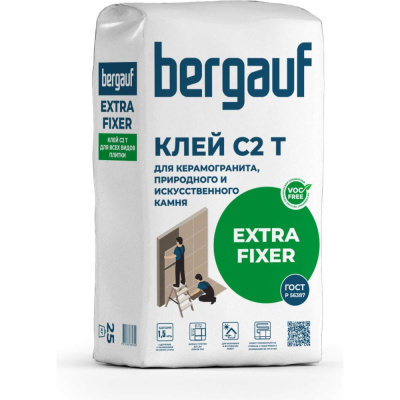 Клей для керамогранита, природного и искусственного камня Bergauf Extra Fixer С2 Т, 25 кг