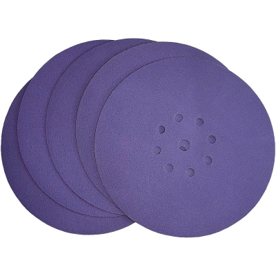 Диск шлифовальный Purple Film на пленочной основе 8+1 отв., 225 мм, Р120, 5 шт Abraforce