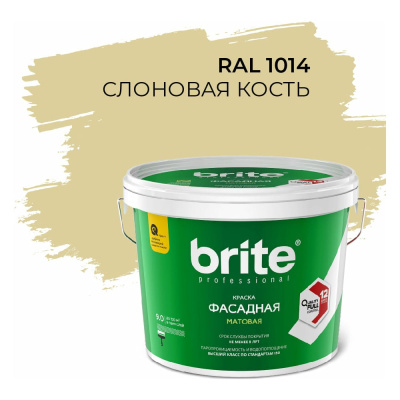 Фасадная колерованная краска BRITE PROFESSIONAL слоновая кость RAL 1014, матовая
