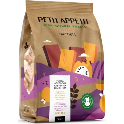 Пастила Petit Appetit тыквенная с апельсином и клетчаткой семян чиа, 104г