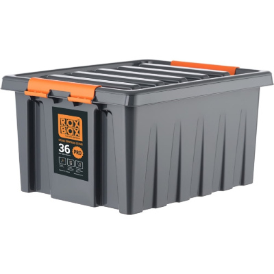 Ящик Rox Box п/п 500х390х255 мм с крышкой и клипсами PRO, 36 л
