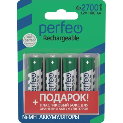 Аккумуляторная батарейка моделиAA2700mAh/4BL+BOXот широкого производителя электротоваровPerfeo