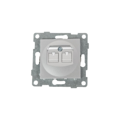Механизм компьютерной и телефонной розетки GUSI ELECTRIC Ugra RJ45, RJ12, СУ, серебро С11КТ-004