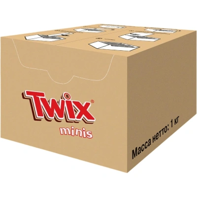 Шоколадный батончик Twix Minis с карамелью и печеньем, 1кг