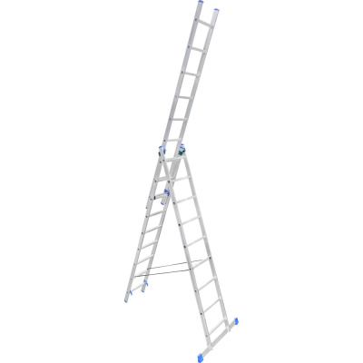 Алюминиевая трехсекционная лестница LadderBel 9 ступеней