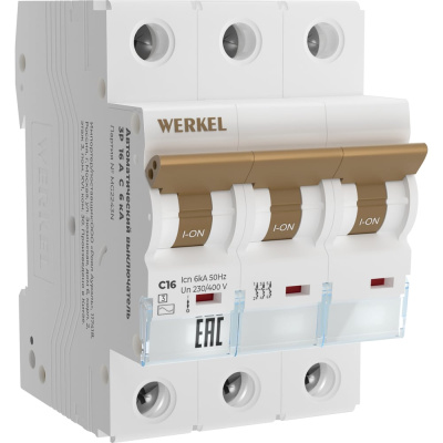 Автоматический выключатель WERKEL 3p 16a c 6 kа