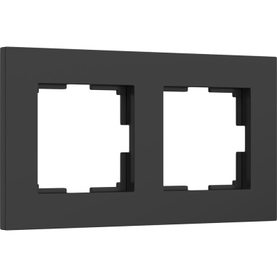 Рамка из пластика на 2 поста Slab черный софт WERKEL
