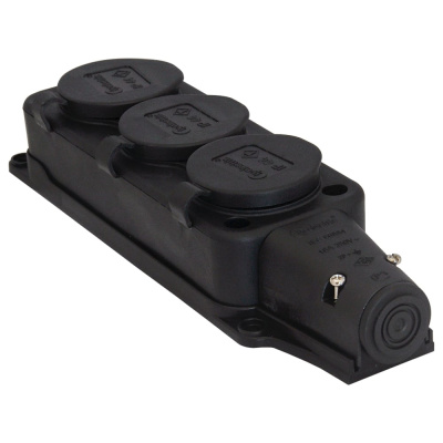 Колодка на 3 розетки TP Electric 16A 2P+E IP44 каучук