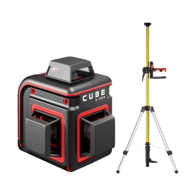 Комплект ADA CUBE 3-360 SPECIAL EDITION А00617 включает в себя лазерный уровень и штатив-штангу