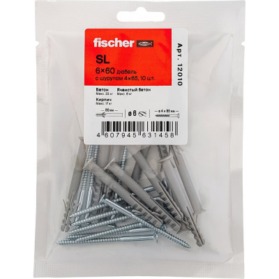 Дюбель fischer SL 6x60 с шурупом 4x65 (10шт.)
