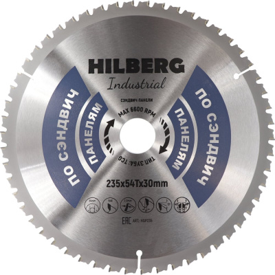 Диск пильный Hilberg Industrial Сэндвич Панели 235x30x54Т HSP235
