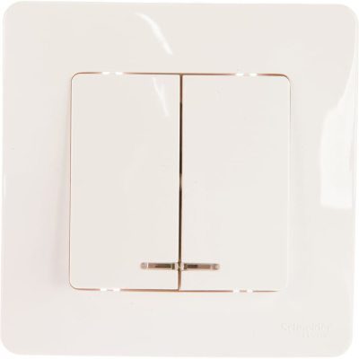 2-клавишный выключатель Systeme Electric BLANCA с подсветкой 10А, 250B, МОЛОЧНЫЙ