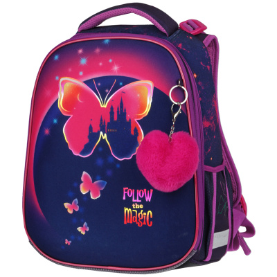 Ранец Berlingo Expert Max "Magic butterfly" 37*28*16см, 2 отделения, анатомическая спинка, дождевик в комплекте