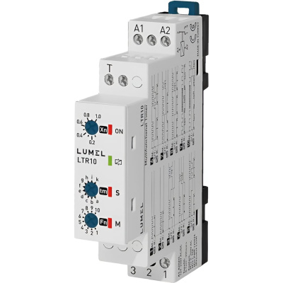 Многофункциональное реле времени Lumel 12...240 V AC/DC (Реле времени; 0,1с÷30ч; SPDT; 250ВAC/5А; Uпит: 12÷240ВAC; DIN