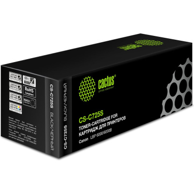 Картридж лазерный CS-C725S-6 C725S черный (1600стр.) для Canon i-Sensys 6000/6000b с чипом Cactus