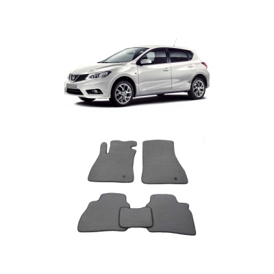 Ковры в салон автомобиля Eva Smart nissan tiida ii (c13) 2015 - 2018 эва сота чёрные c красной окантовкой