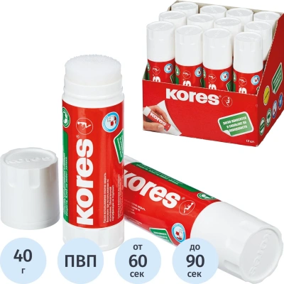 Клей-карандаш Kores, 40г, прозрачный, ПВП