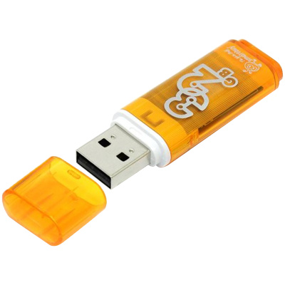 Память Smart Buy "Glossy" 32GB, USB 2.0 Flash Drive, оранжевый