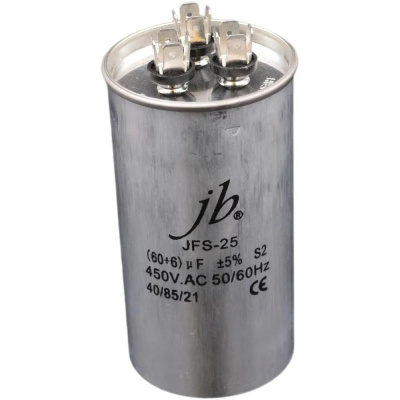 Пусковой конденсатор JB 60uF+6 450VAC +/-5_(JFS25A6660J000000B) JFS-25 (клеммы, для кондиционеров, 3 вывода) 60 115
