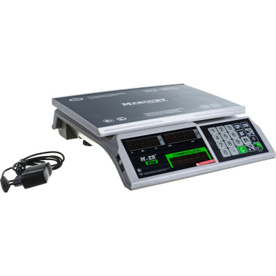 Весы торговые MERTECH M-ER 326AC-15.2 LCD (0,04-15 кг), дискретность 5 г, платформа 325x230 мм, без стойки, 3040