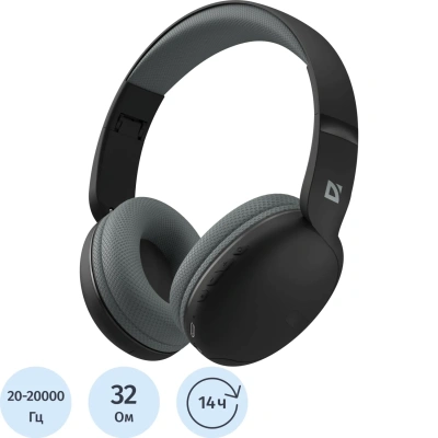 Наушники Defender FreeMotion B480 черный, микрофон, Bluetooth