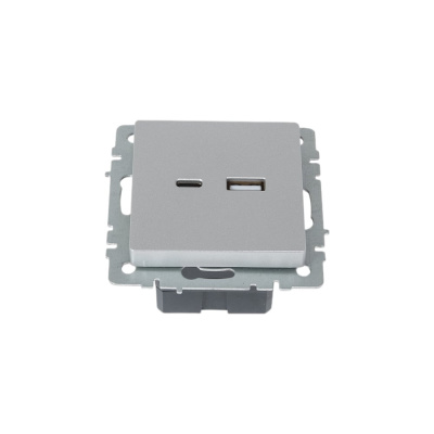 Розетка USB IEK Brite a+c 18вт рю11-1-бра алюминий