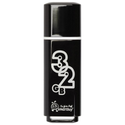 Память Smart Buy "Glossy" 32GB, USB 2.0 Flash Drive, черный