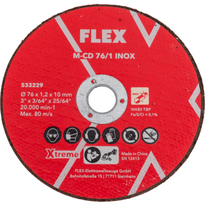 Набор из 5-ти отрезных дисков FLEX 76 мм M-CD 76/1 INOX VE5 для УШМ