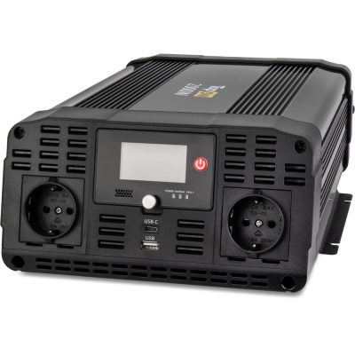 Автомобильный инвертор TopON 2000W 2 розетки, чистый синус, Type-C PD, USB QC, LCD экран, пиковая мощность 4000W Черный