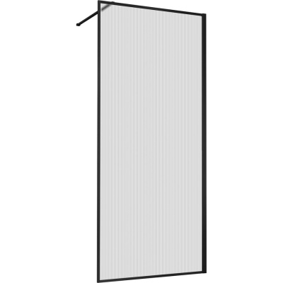 Душевая перегородка VINCEA Walk-In, 800x2000, черный матовый, стекло рифленое