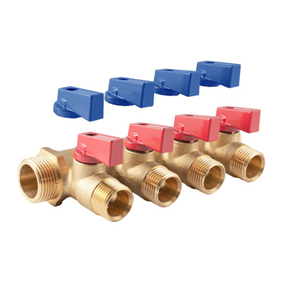 Коллектор с шаровыми кранами PROFACTOR в/н 3/4" х 4 вых 1/2"нар PF MV 264.4
