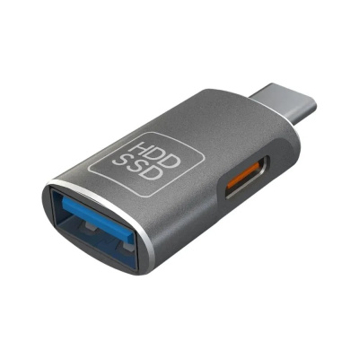 Адаптер PERO AD16 OTG, USB-C TO USB-A 3.0, серый PRAD16BL