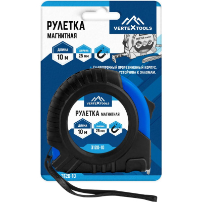 Рулетка vertextools магнитная 10х25 мм