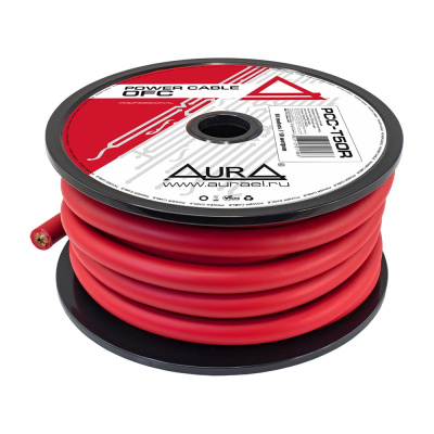Силовой кабель AurA TOFC, 0AWG/50мм2, 10м. катушка, красный PCC-T50R
