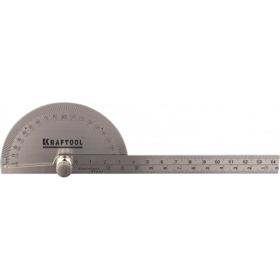 Транспортир с линейкой KRAFTOOL Protractor из нержавеющей стали, 145 мм