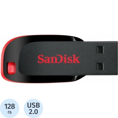Флеш-диск 128 GB, SANDISK Cruzer Blade, USB 2.0, черный, SDCZ50-128G-B35