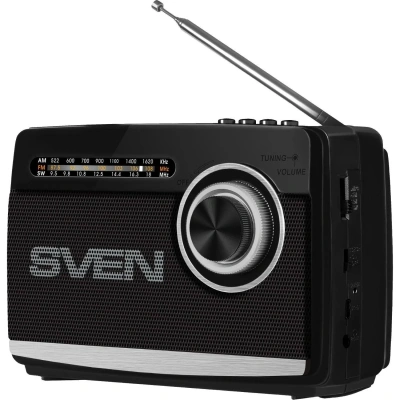 Радиоприемник Sven SRP-155, чёрный, BT/FM/AM/SW/USB/microSD, фонарь, аккум