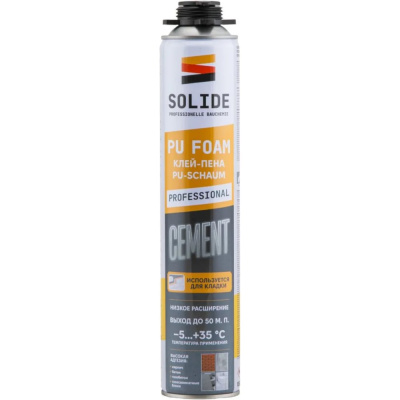 Клей-пена SOLIDE полиуретановая професс. Cement (850 мл)