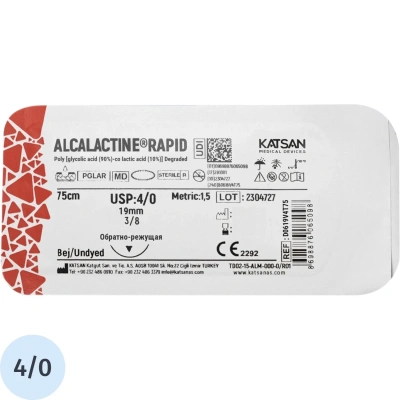 Шовный материал ALCALACTINE RAPID 4/0 19 3/8 обр-реж. 75 уп/24 шт