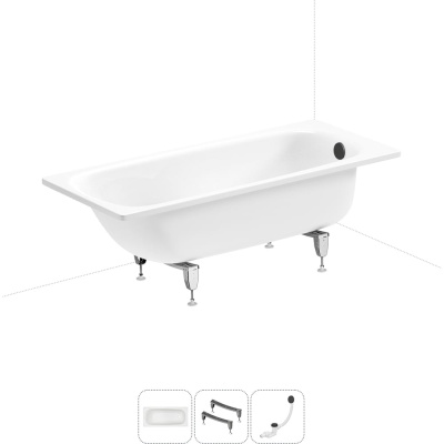 Стальная ванна 160х70 см с шумоизоляцией Sanitana BLB Universal 20220703R в наборе 3 в 1