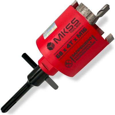 Коронка алмазная безударная по арм. бетону MKSS Toolbox SS2002 Reinforced 68x4TxM16/SDS plus