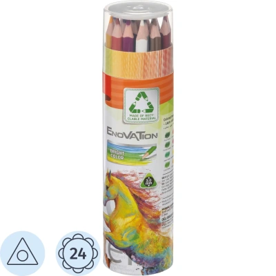 Карандаши цветные Deli Enovation EC112-24 3-гран. пластик 24цв/наб бум туба