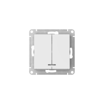 2-клавишный выключатель с подсветкой Systeme Electric ATLASDESIGN, сх.5а, 10 АХ, мех., быстрозажимная клемма, БЕЛЫЙ