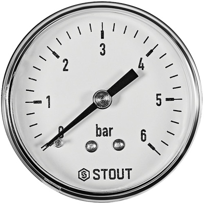 Манометр аксиальный STOUT, корпус Dn 50 мм 1/4, 0...6 бар, кл.2.5