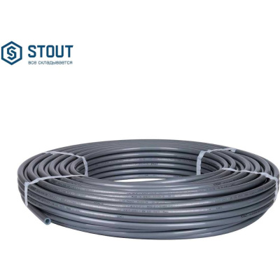 Труба из сшитого полиэтилена с кислородным слоем STOUT PEX-a 16х2,2 бухта 100 м серая